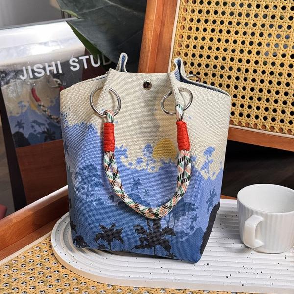 Cartoon Striped Tote Bag