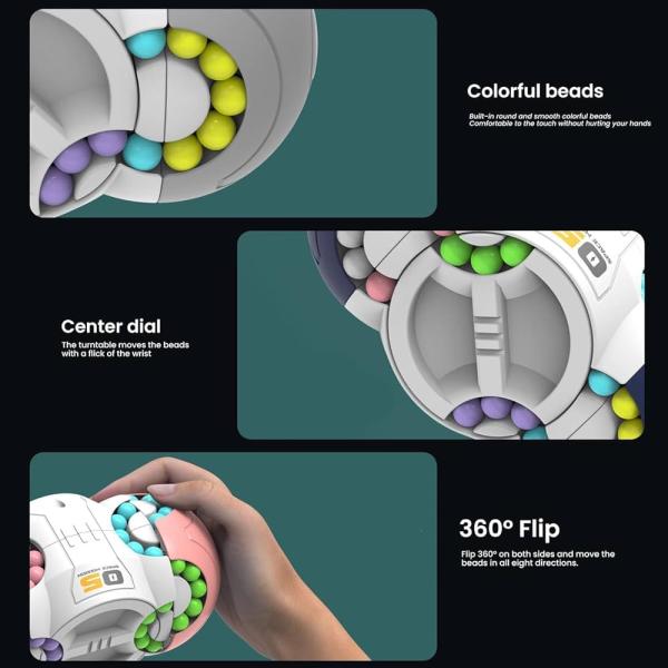 The Double Flip Puzzle Spinner Rotating Magic Bean Cube Spinner Eight-Sided Rotating Magic Bean Cube with a UFO Space Mission