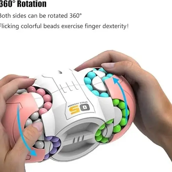 The Double Flip Puzzle Spinner Rotating Magic Bean Cube Spinner Eight-Sided Rotating Magic Bean Cube with a UFO Space Mission