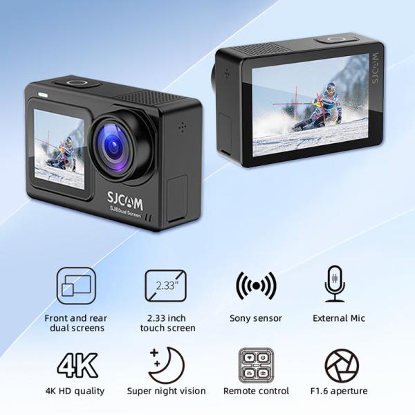 SJ8 Dual Screen Action Camera 4K 30FPS 20MP Waterproof Wi-Fi Night Vision 2.33 Inch Touch Screen Sports Camera