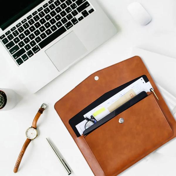 Premium PU Leather A4 Document Folder with Magnetic Closure