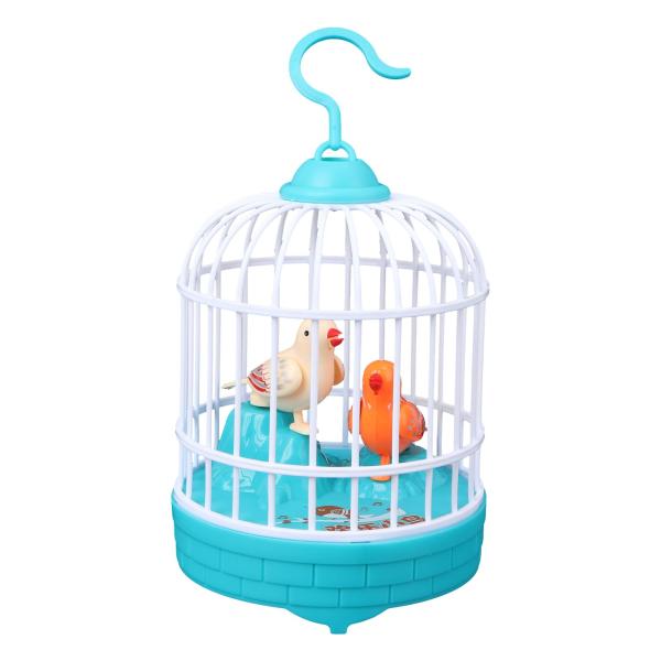Talking birds cute mini bird cages voice sensing duet bird plastic toys