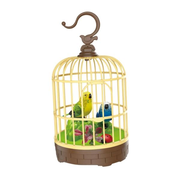 Talking birds cute mini bird cages voice sensing duet bird plastic toys